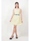 Yellow Printed Lace Mesh Top Dress