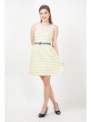 Yellow Printed Lace Mesh Top Dress