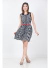 Abstract Houndstooth Wool Blend Dress