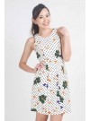 Floral and Dot Prints Fit and Flare Dress