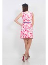 Watercolor Floral Prints Belted Dress