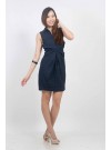 Textured Dots Ruched Collar Shift Dress
